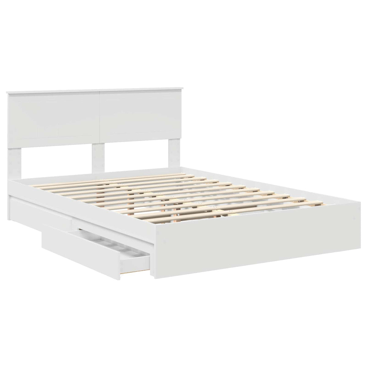 Tárolós Ágy fiókkal fejtámlával Fehér 135 x 190 cm Szerelt Fa 5