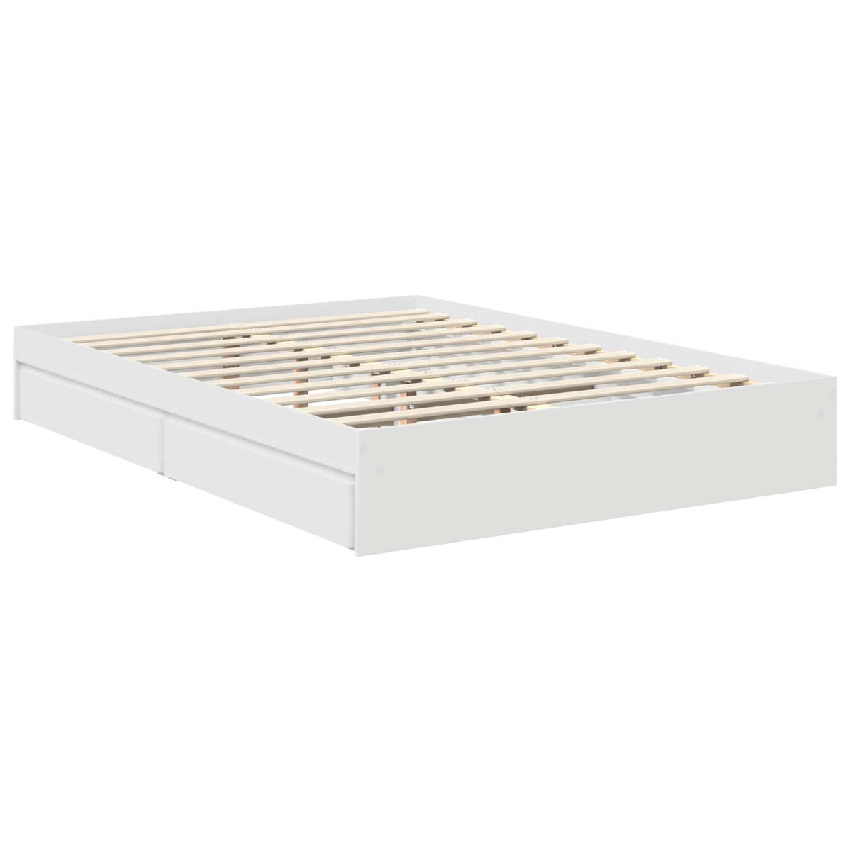 Tárolós Ágy fiókkal fejtámlával Fehér 135 x 190 cm Szerelt Fa 6