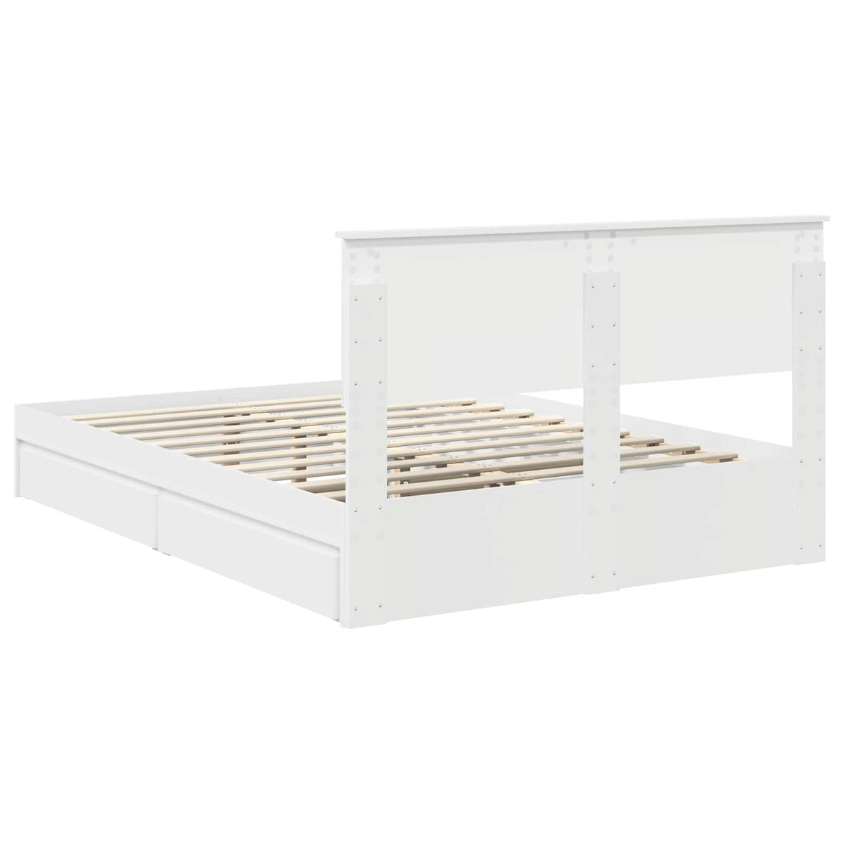 Tárolós Ágy fiókkal fejtámlával Fehér 135 x 190 cm Szerelt Fa 10