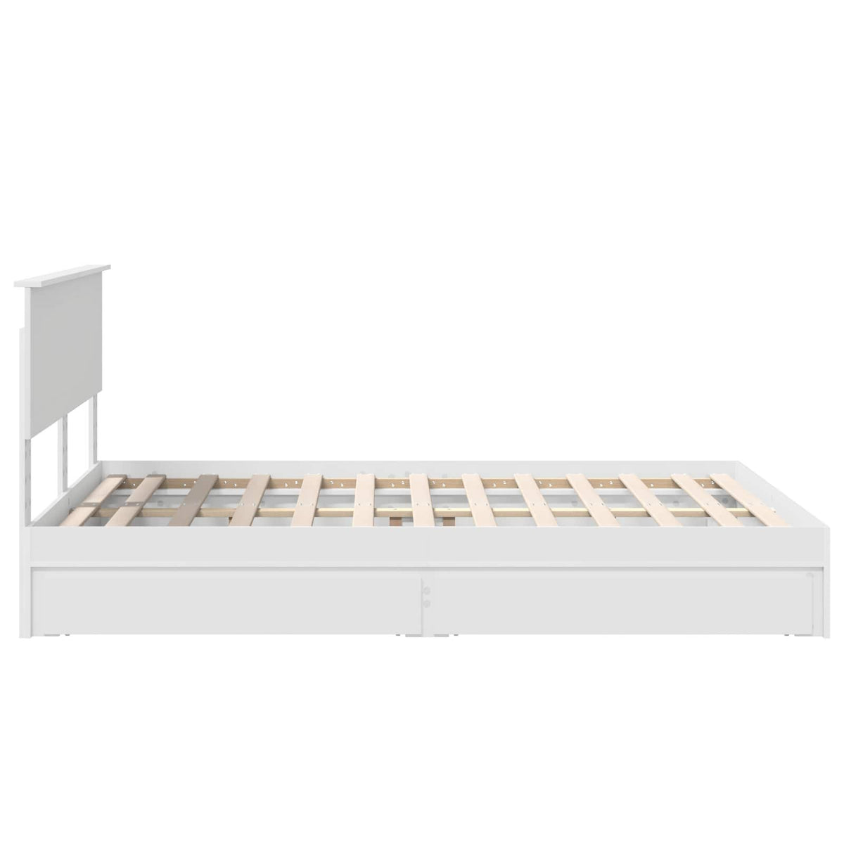 Tárolós Ágy fiókkal fejtámlával Fehér 135 x 190 cm Szerelt Fa 9