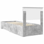 Ágykeret fiókkal Beton szürke és ezüst 70 x 190 cm Szerelt Fa 9