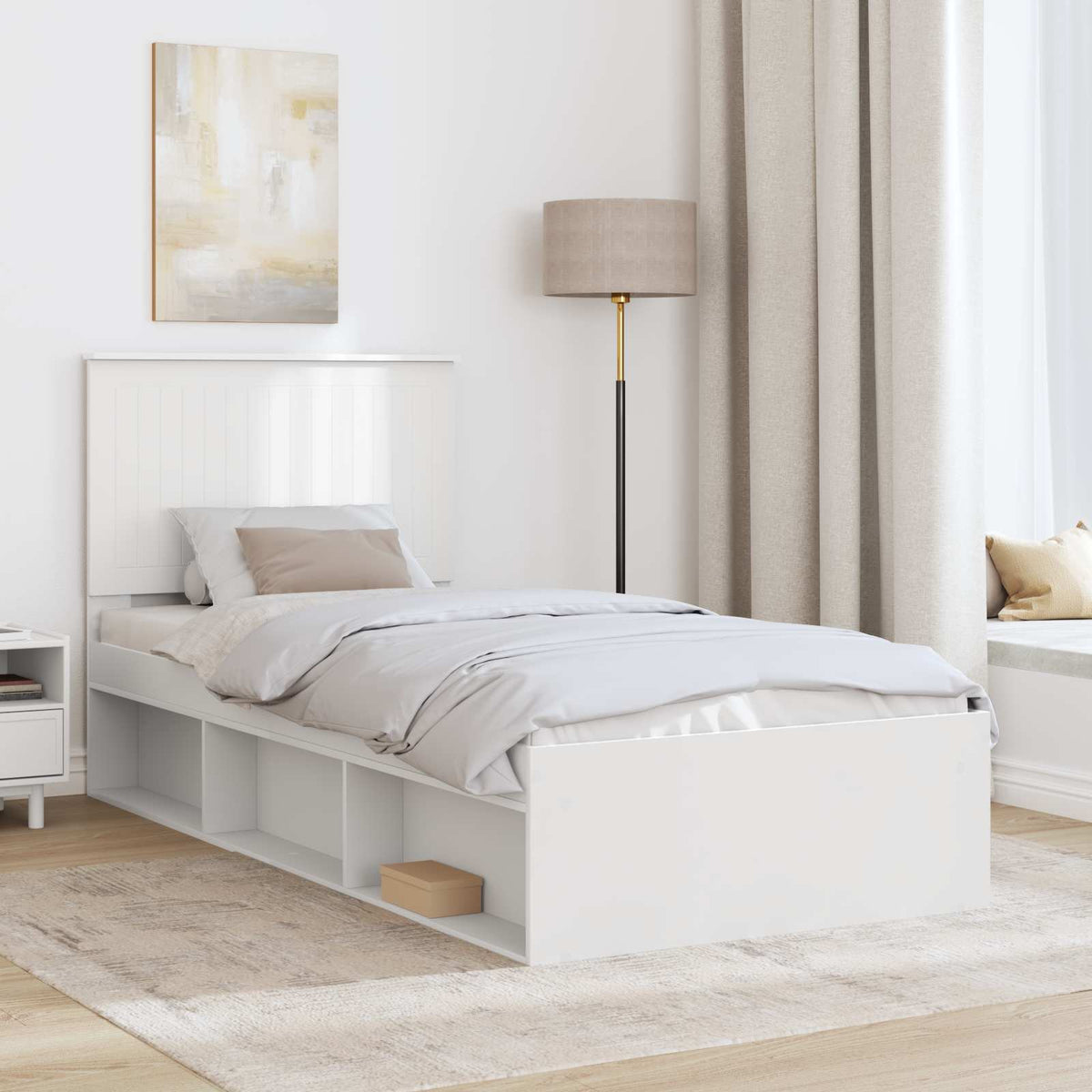 Ágykeret fejtámlával Fehér 90 x 200 cm Tömör fenyőfa 3