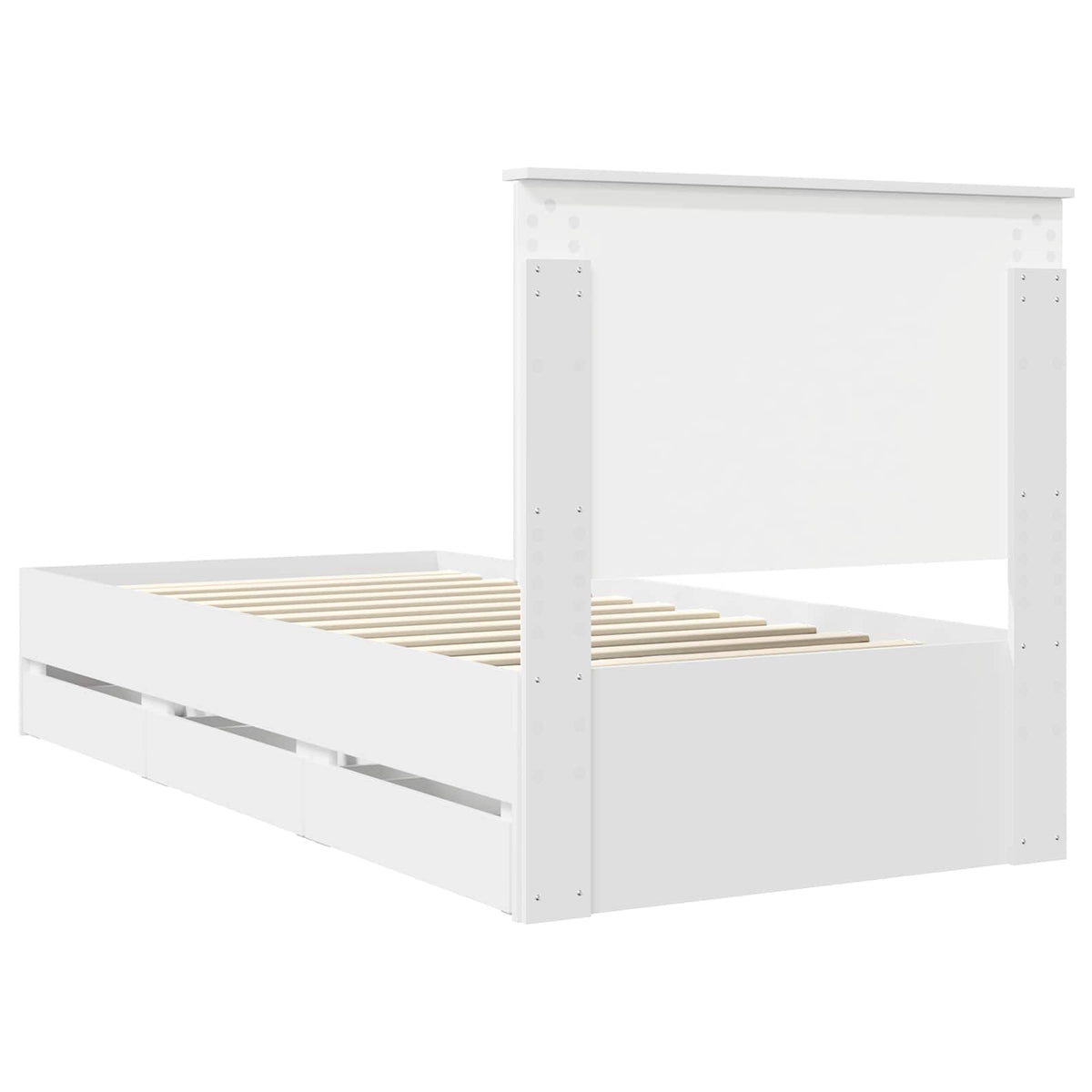 Ágykeret fiókkal fejtámlával Fehér 90 x 190 cm Mérnöki Fa 10