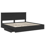 Tárolós Ágy fiókkal fejtámlával Fekete 200 x 200 cm Szerelt Fa 5