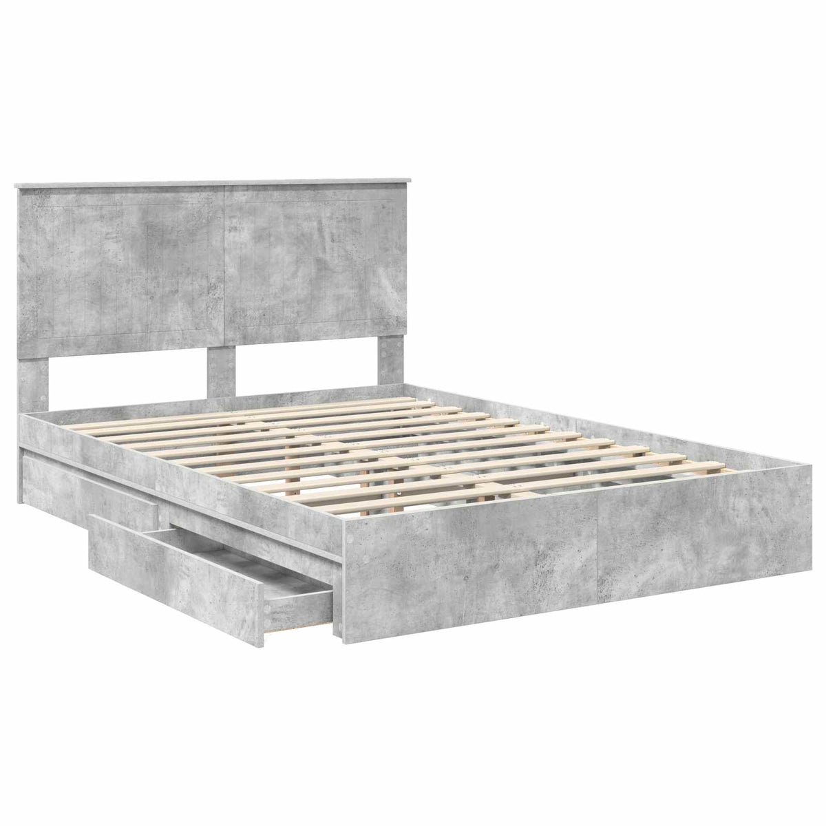 Tárolós Ágy fiókkal Beton Szürke 140 x 190 cm Szerelt Fa 5