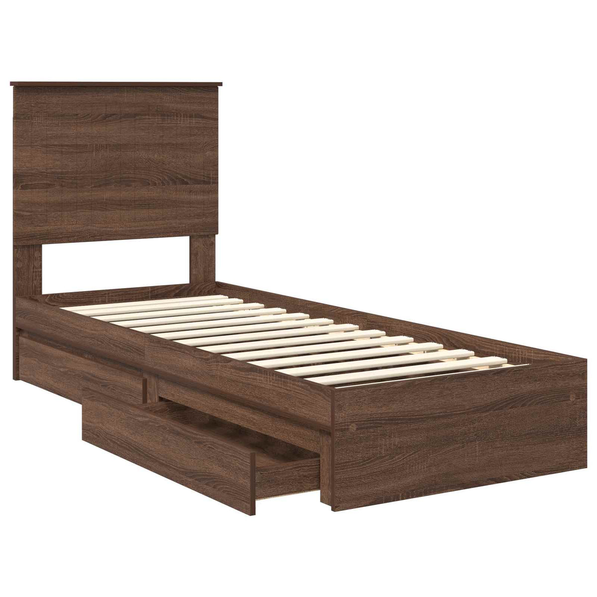 Tárolós Ágy fiókkal Barna Tölgy 75 x 190 cm Szerelt Fa 5