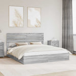 Tárolós Ágy fiókkal Szürke Sonoma 200 x 200 cm Szerelt Fa