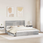 Tárolós Ágy fiókkal Szürke Sonoma 200 x 200 cm Szerelt Fa 3