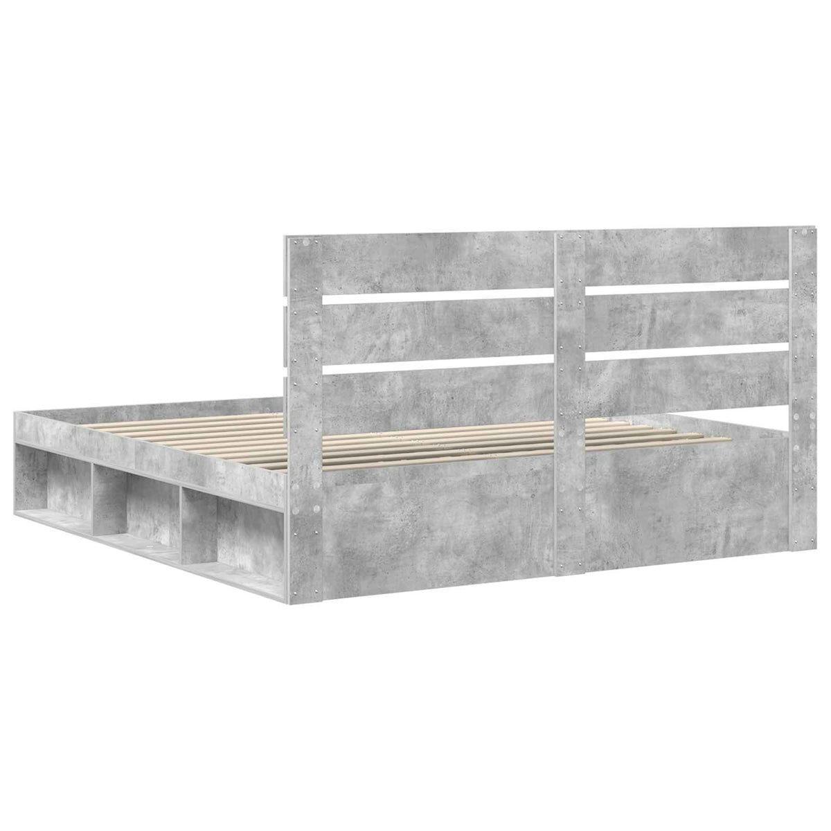Ágykeret fejtámlával Beton 200 x 200 cm Tömör fenyőfa 9