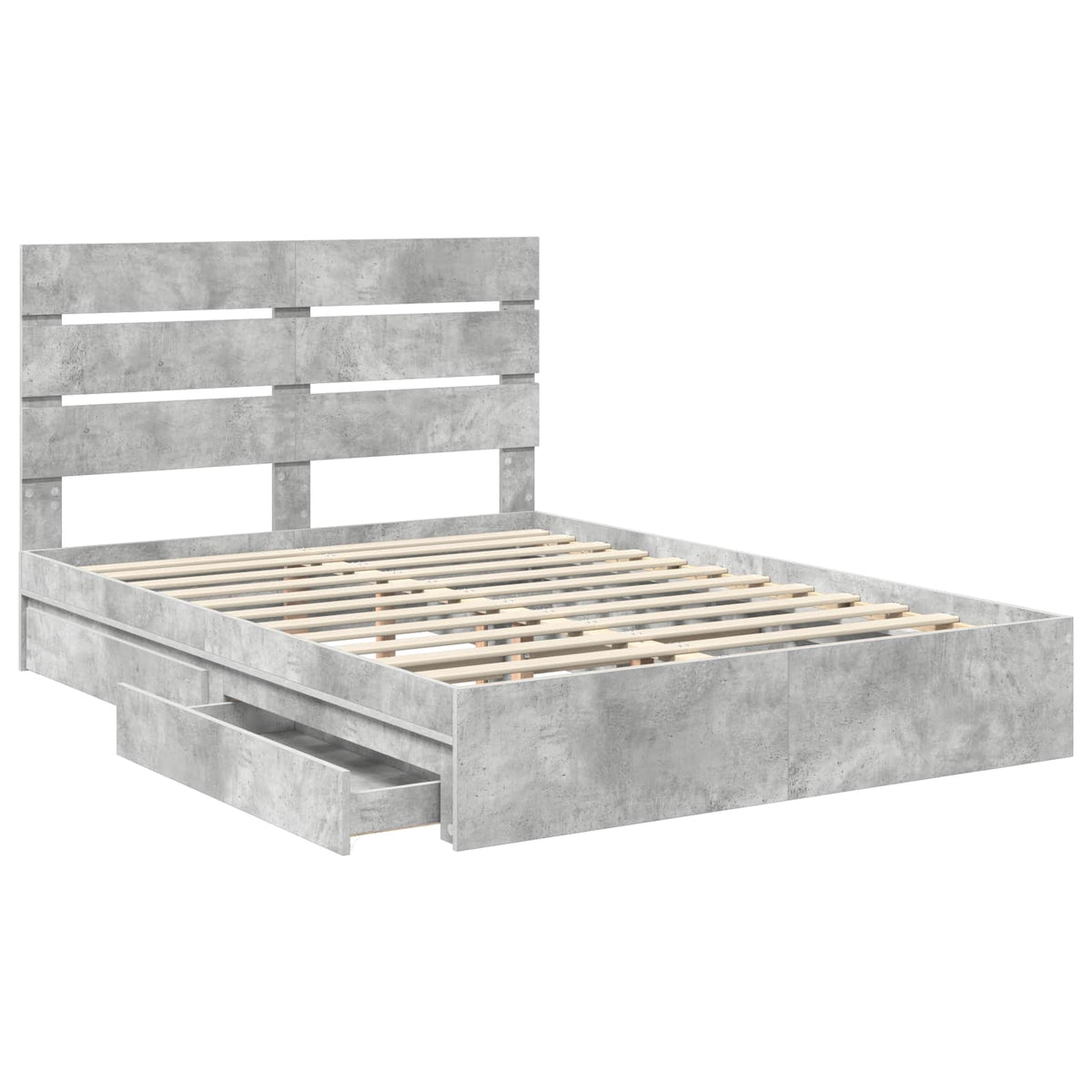 Tárolós Ágy fiókkal Beton Szürke 150 x 200 cm Szerelt Fa 5