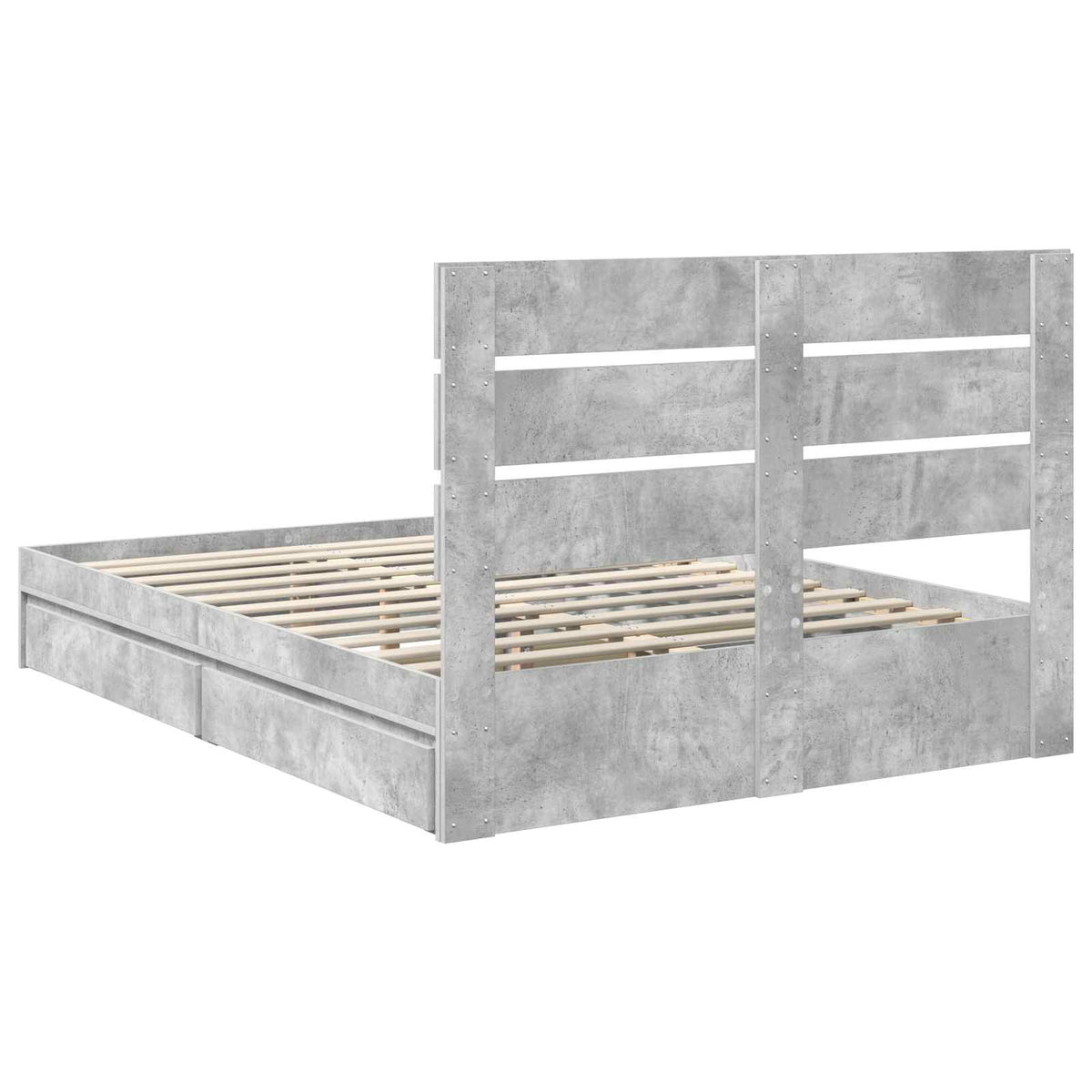 Tárolós Ágy fiókkal Beton Szürke 150 x 200 cm Szerelt Fa 10