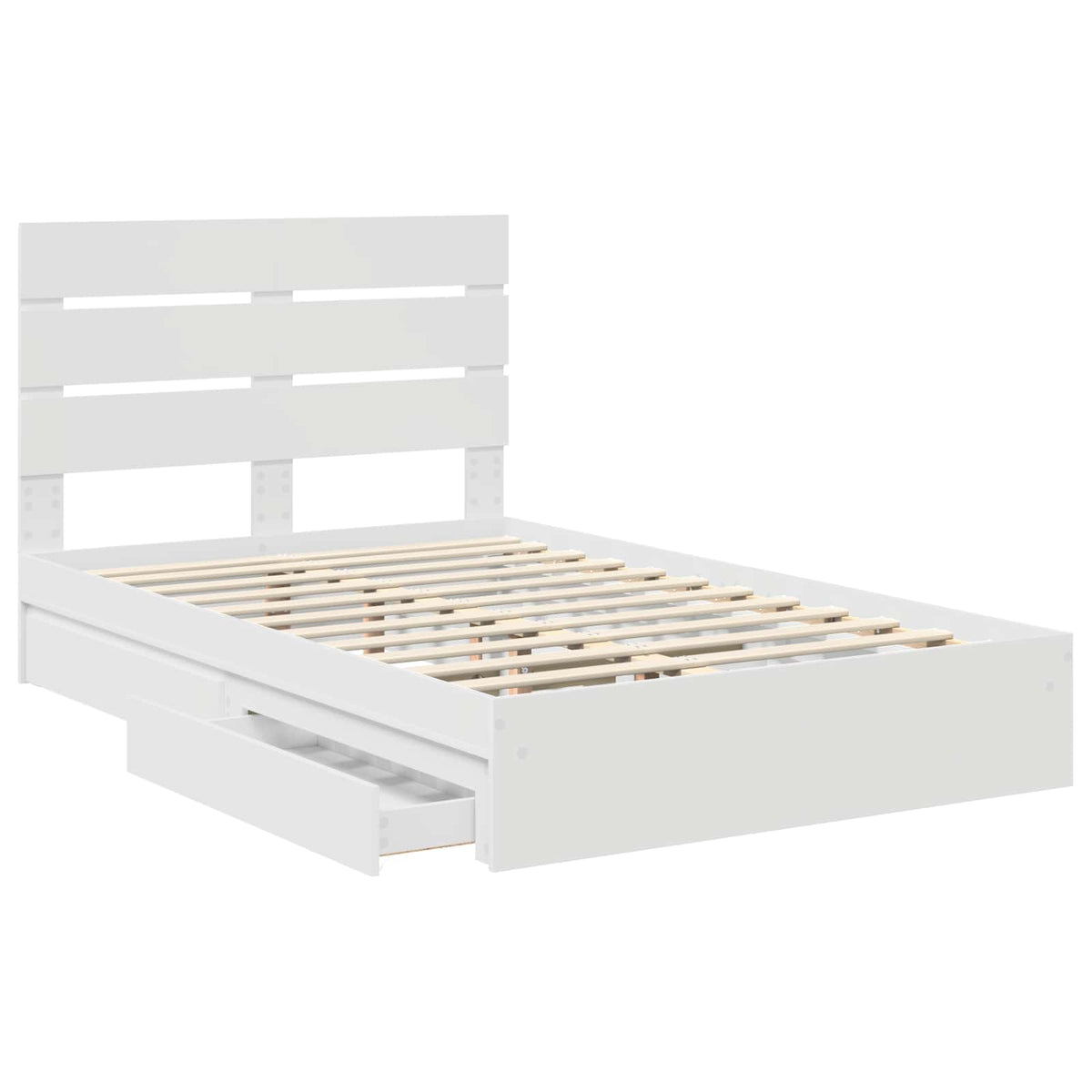 Tárolós Ágy fiókkal fejtámlával Fehér 135 x 190 cm Szerelt Fa 5