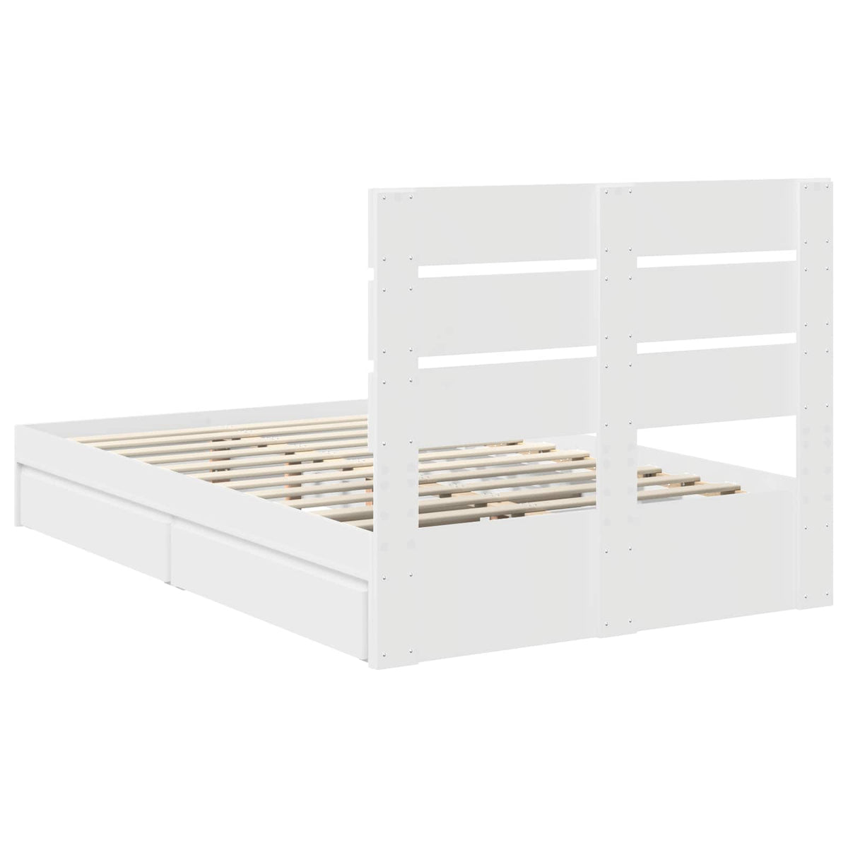 Tárolós Ágy fiókkal fejtámlával Fehér 135 x 190 cm Szerelt Fa 10