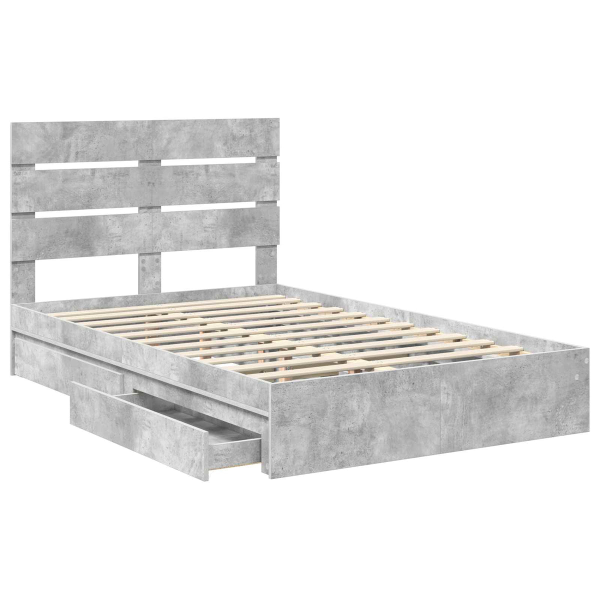 Tárolós Ágy fiókkal Beton Szürke 135 x 190 cm Szerelt Fa 5