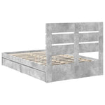 Tárolós Ágy fiókkal Beton Szürke 135 x 190 cm Szerelt Fa 10