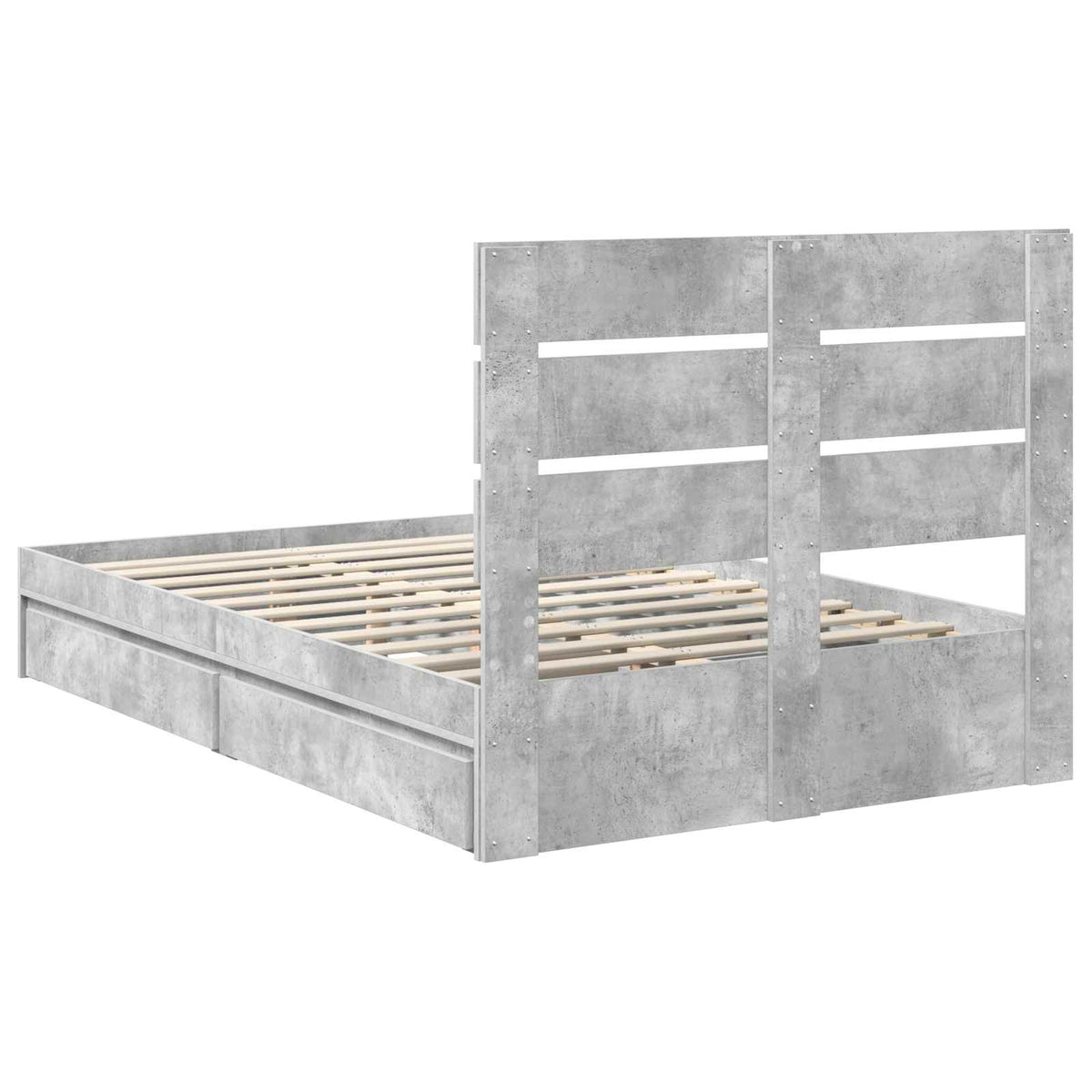 Tárolós Ágy fiókkal Beton Szürke 135 x 190 cm Szerelt Fa 10