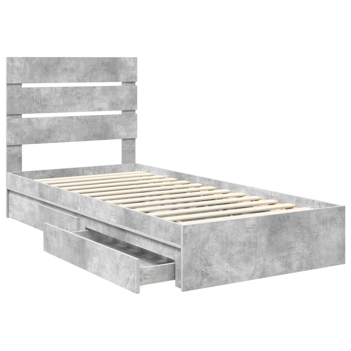 Tárolós Ágy fiókkal Beton Szürke 100 x 200 cm Szerelt Fa 5