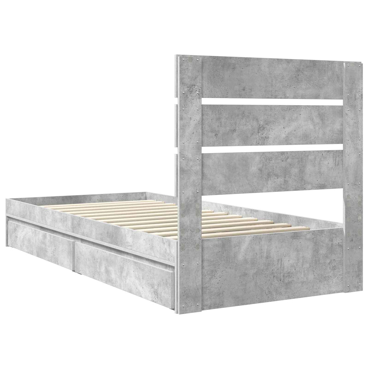 Tárolós Ágy fiókkal Beton Szürke 100 x 200 cm Szerelt Fa 10