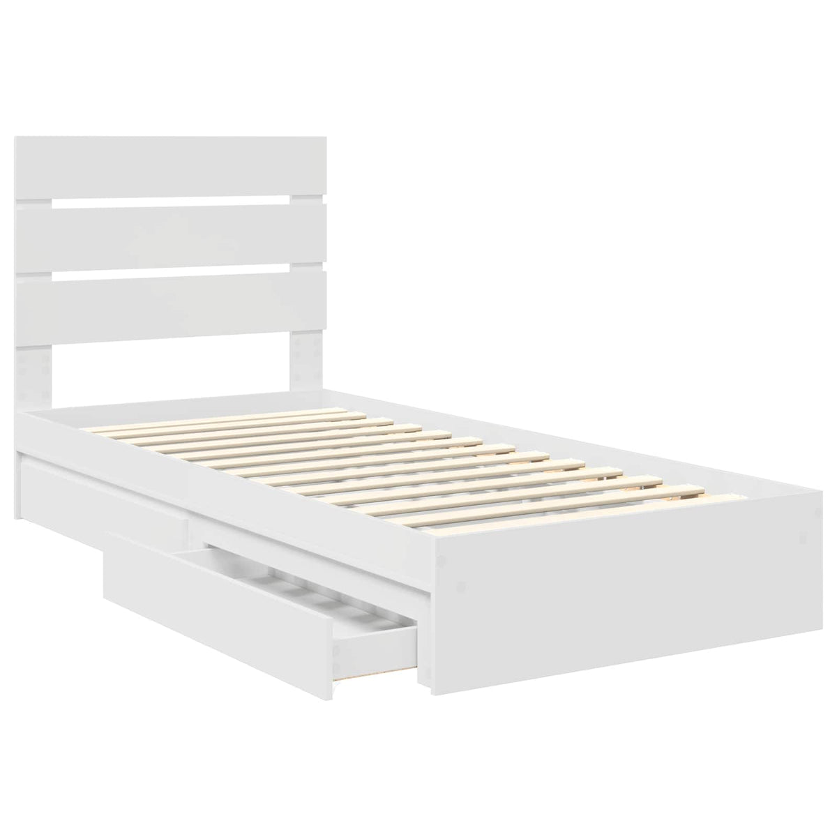 Tárolós Ágy fiókkal fejtámlával Fehér 90 x 200 cm Szerelt Fa 5
