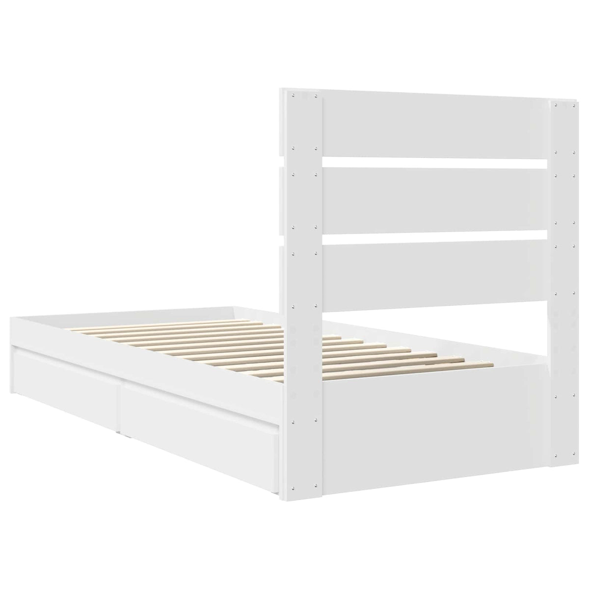 Tárolós Ágy fiókkal fejtámlával Fehér 90 x 200 cm Szerelt Fa 10