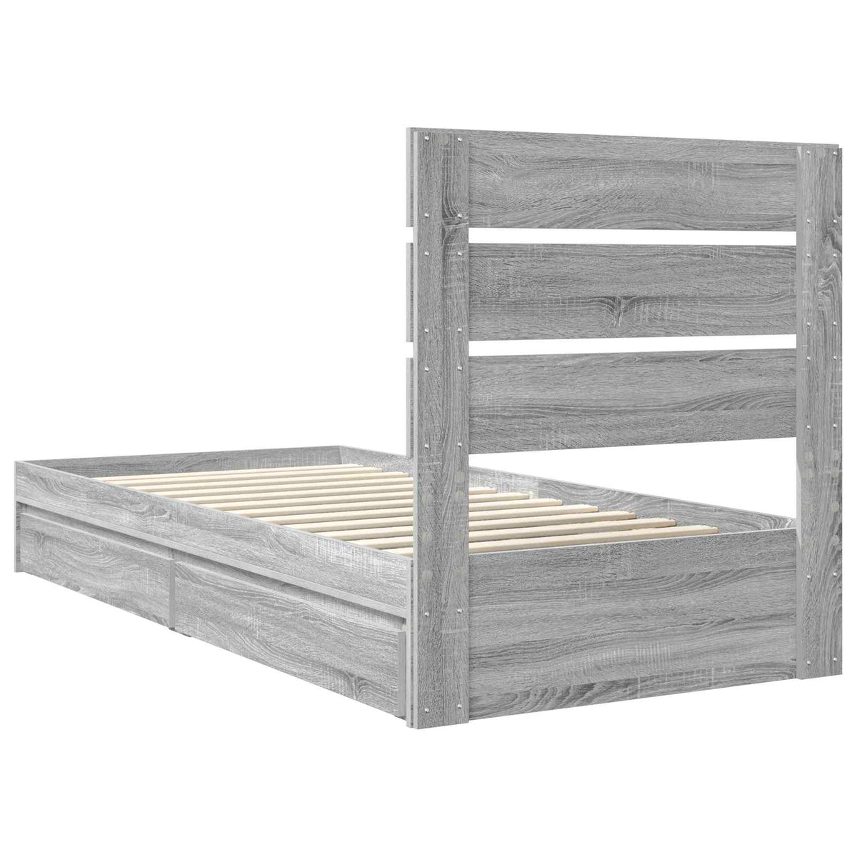 Tárolós Ágy fiókkal Szürke Sonoma 70 x 190 cm Szerelt Fa 10