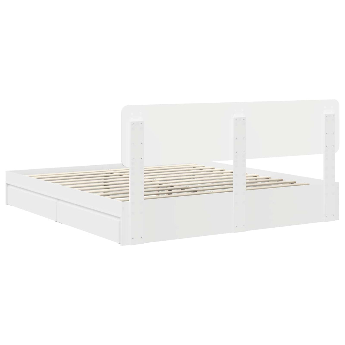 Tárolós Ágy fiókkal fejtámlával Fehér 200 x 200 cm Szerelt Fa 10