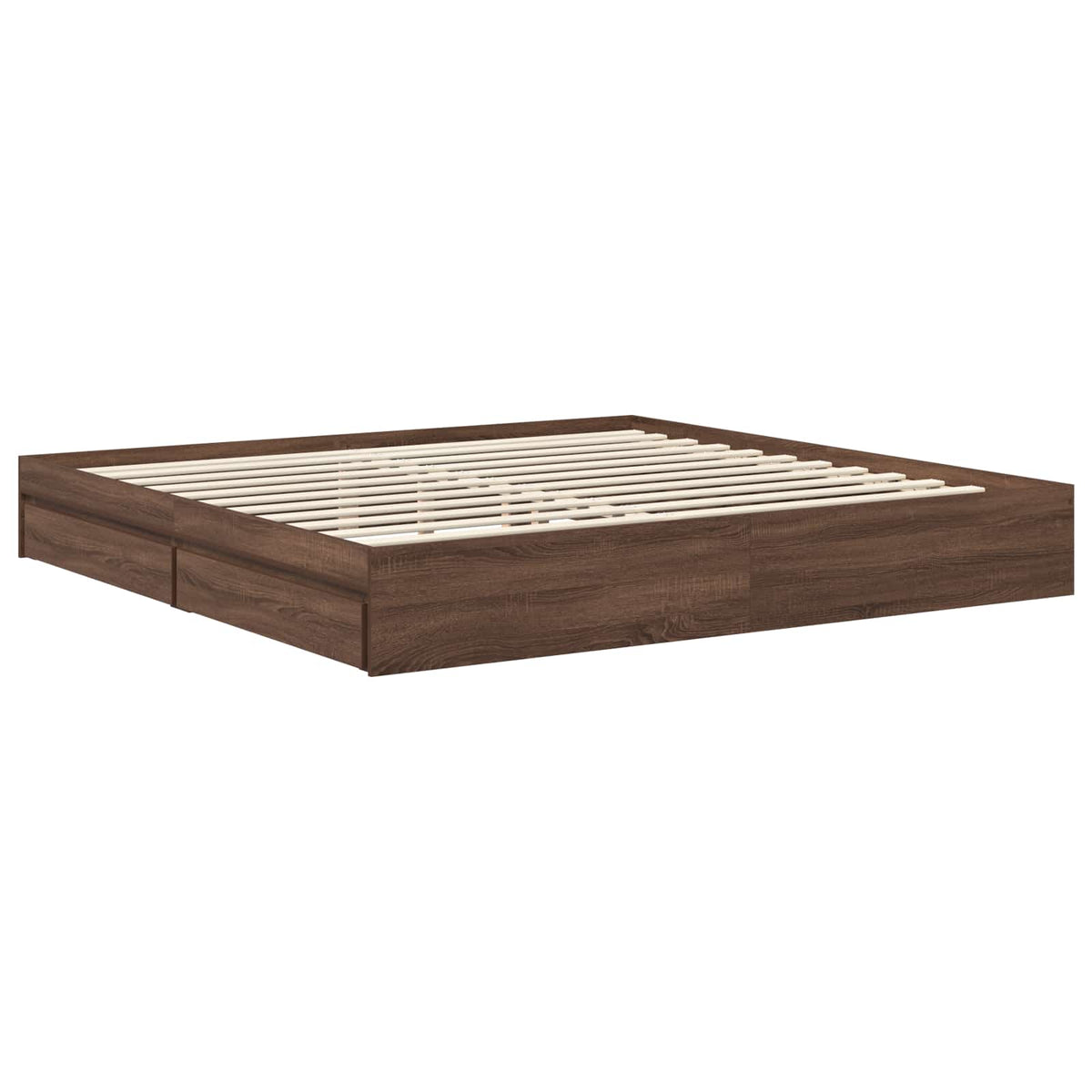 Tárolós Ágy fiókkal Barna Tölgy 200 x 200 cm Szerelt Fa 6