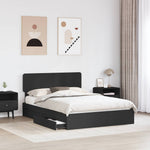 Tárolós Ágy fiókkal fejtámlával Fekete 140 x 190 cm Szerelt Fa 3