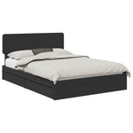 Tárolós Ágy fiókkal fejtámlával Fekete 140 x 190 cm Szerelt Fa 2