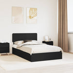 Tárolós Ágy fiókkal fejtámlával Fekete 135 x 190 cm Szerelt Fa