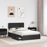 Tárolós Ágy fiókkal fejtámlával Fekete 135 x 190 cm Szerelt Fa 3