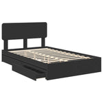 Tárolós Ágy fiókkal fejtámlával Fekete 135 x 190 cm Szerelt Fa 5