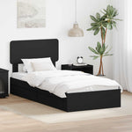 Tárolós Ágy fiókkal fejtámlával Fekete 90 x 190 cm Szerelt Fa