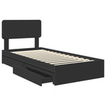 Tárolós Ágy fiókkal fejtámlával Fekete 90 x 190 cm Szerelt Fa 5