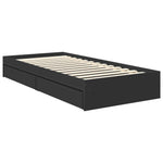 Tárolós Ágy fiókkal fejtámlával Fekete 90 x 190 cm Szerelt Fa 6