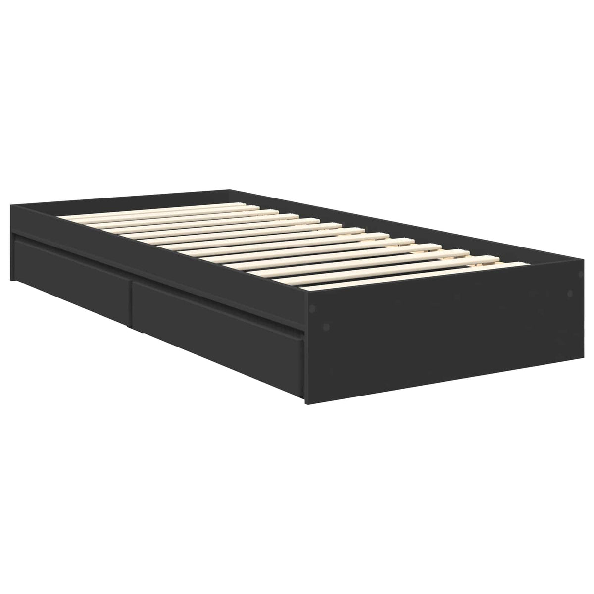 Tárolós Ágy fiókkal fejtámlával Fekete 90 x 190 cm Szerelt Fa 6