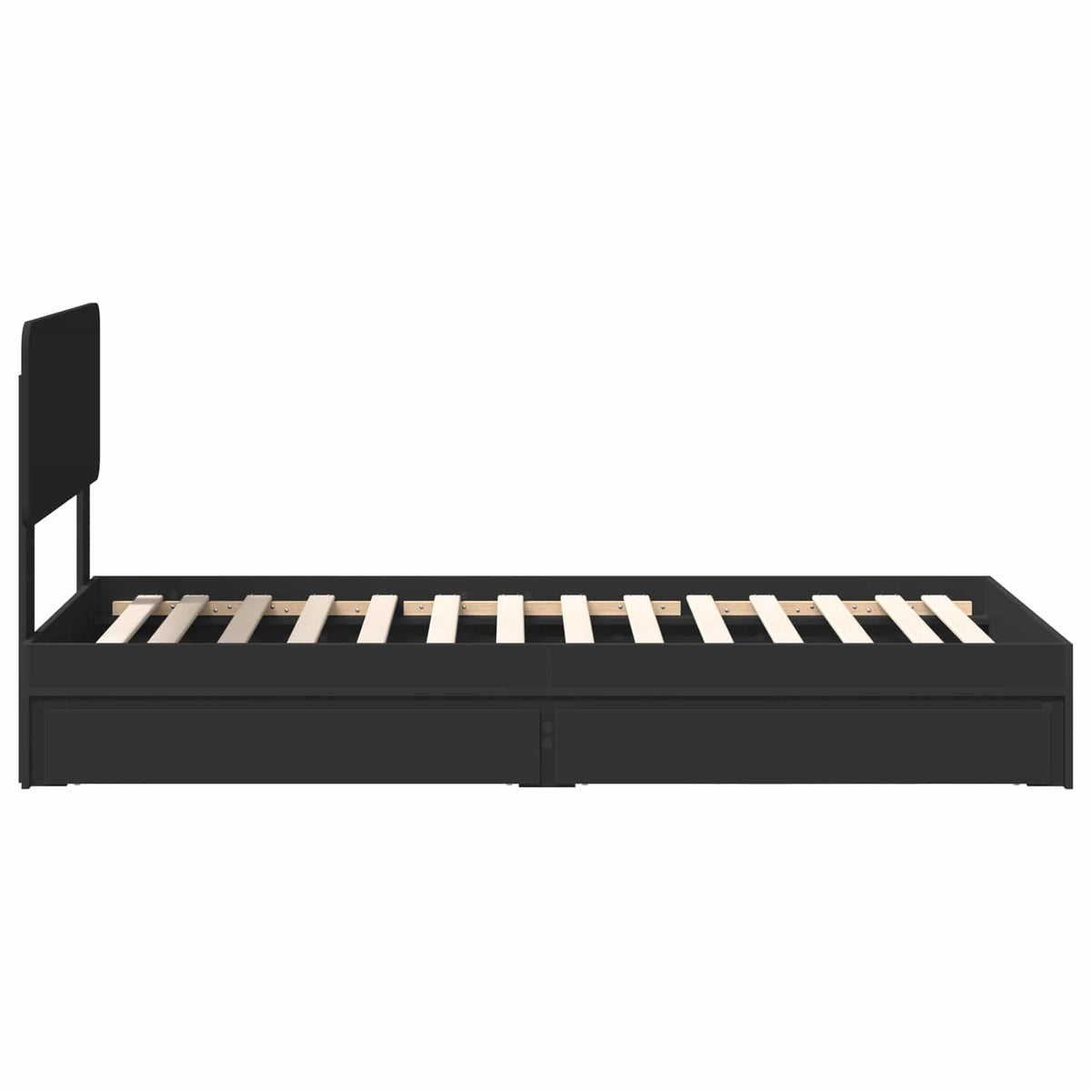 Tárolós Ágy fiókkal fejtámlával Fekete 90 x 190 cm Szerelt Fa 9