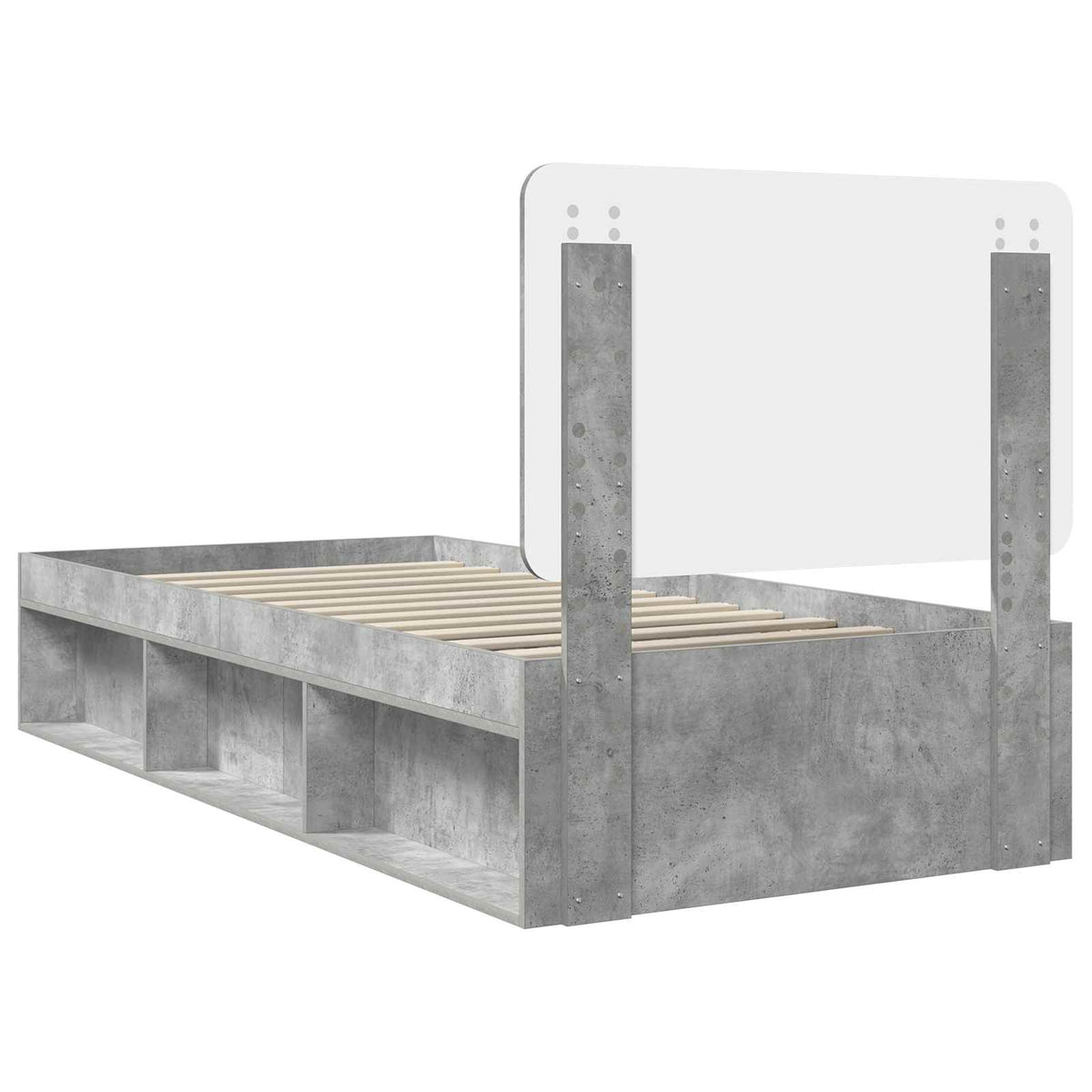 Ágykeret fejtámlával Beton Szürke 100 x 200 cm Tömör fenyőfa 9