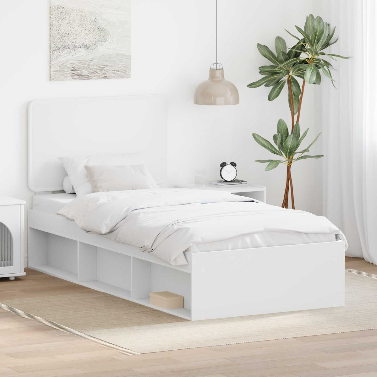 Ágykeret fejtámlával Fehér 75 x 190 cm Tömör fenyőfa