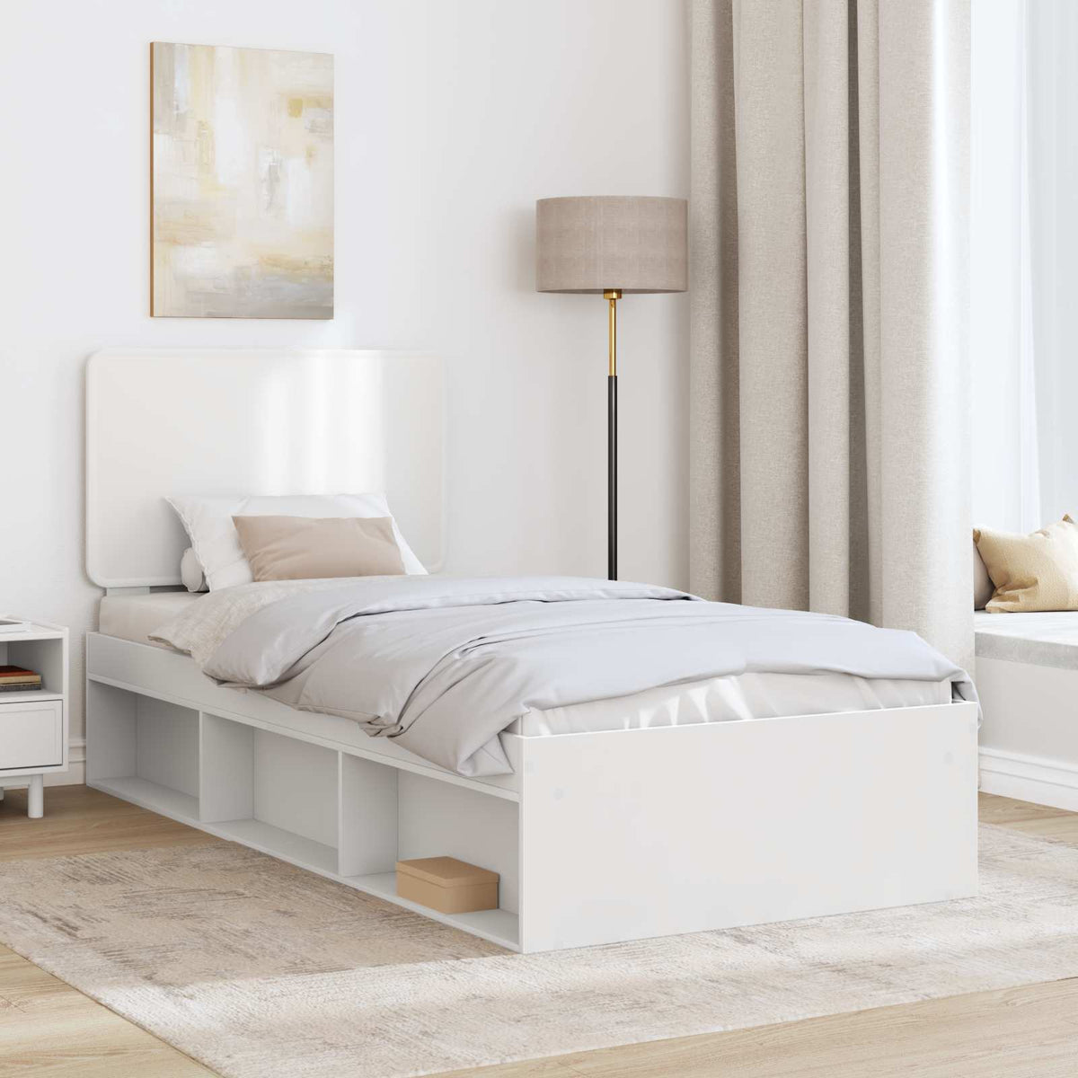 Ágykeret fejtámlával Fehér 75 x 190 cm Tömör fenyőfa 3