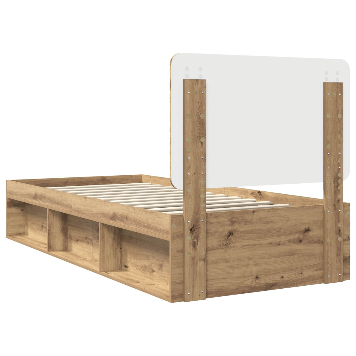 Ágykeret fejtámlával Művészi tölgy 75 x 190 cm Tömör fenyőfa 9