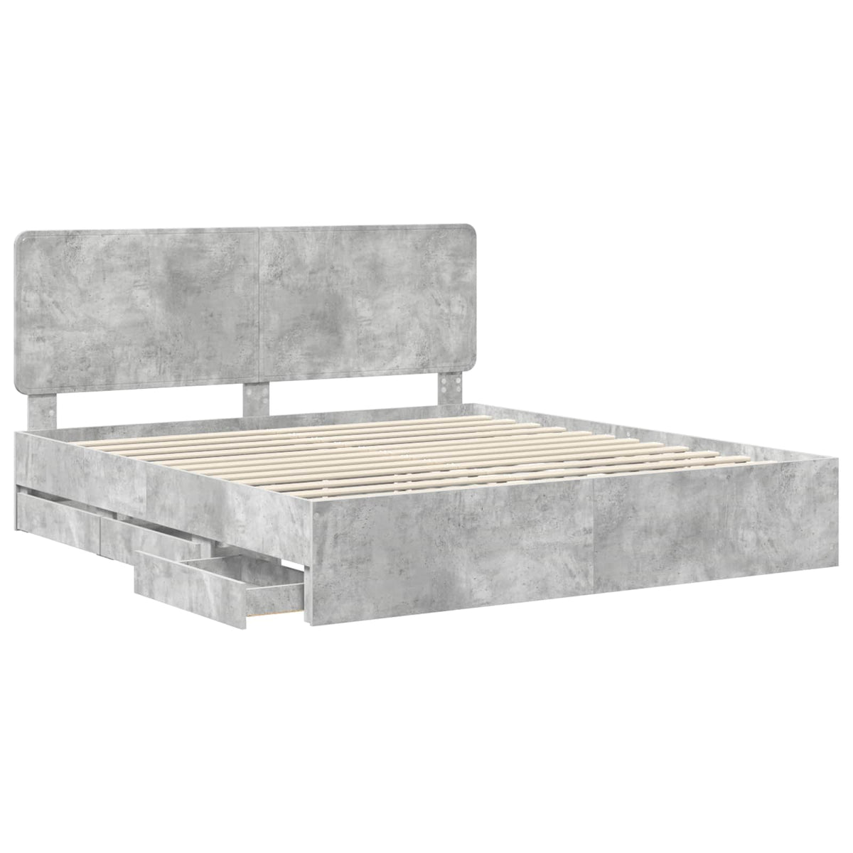 Ágykeret fiókkal tárolóval Beton Szürke 200 x 200 cm Mérnöki Fa 5