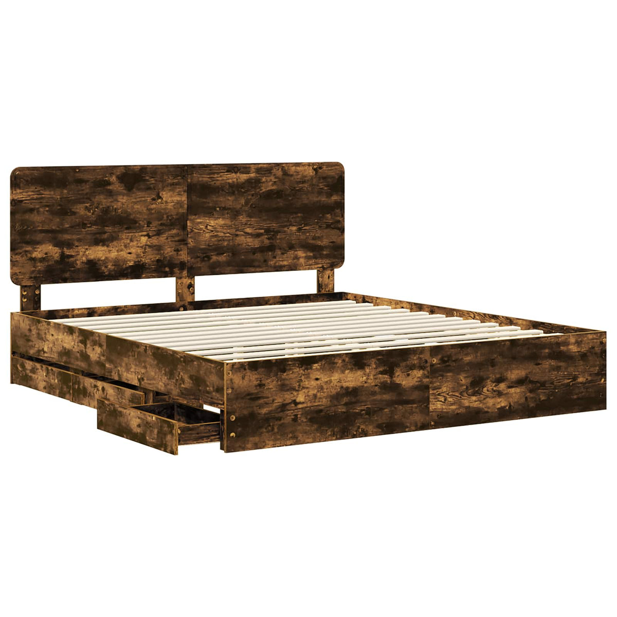 Ágykeret fiókkal Füstölt tölgy 200 x 200 cm Mérnöki Fa 5