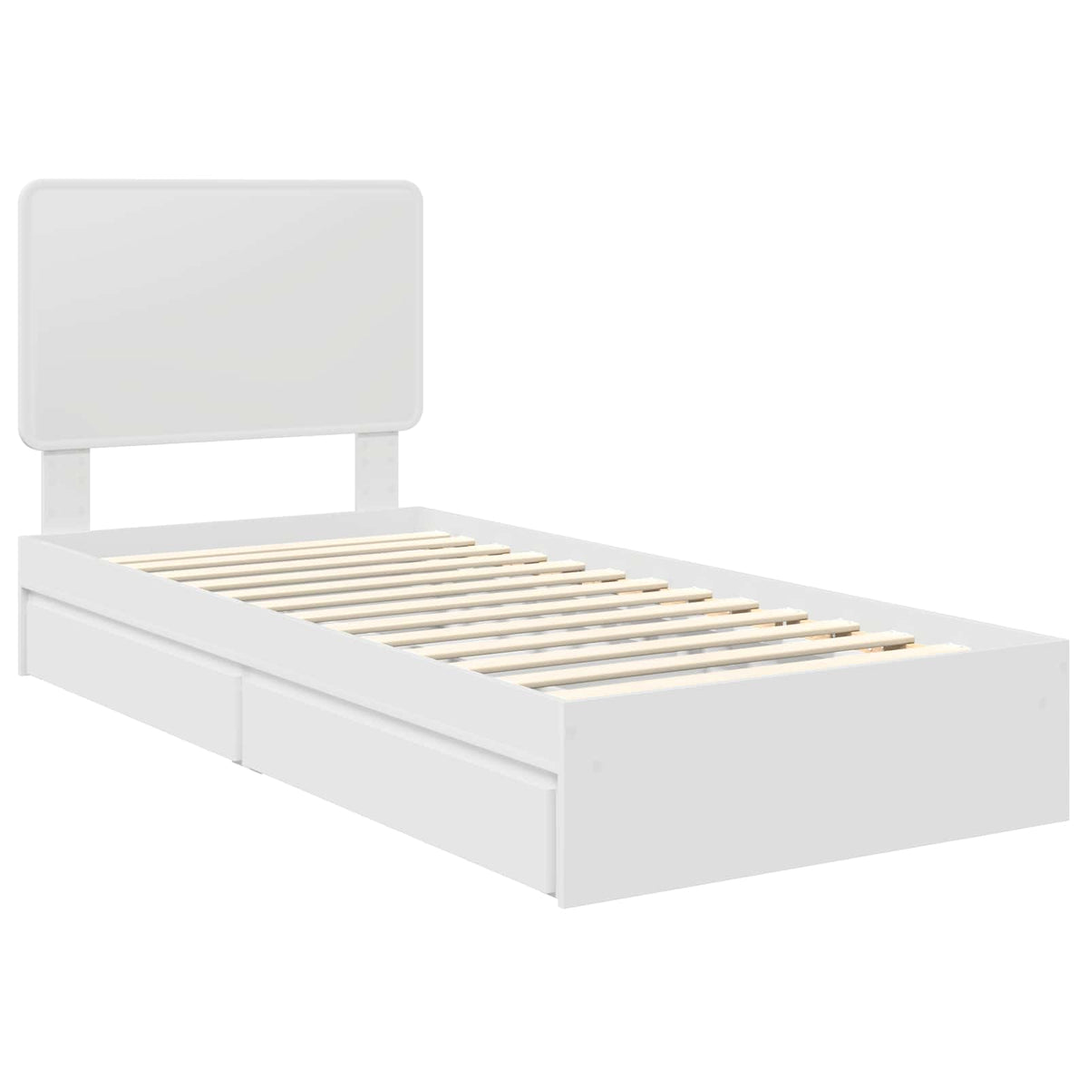 Tárolós Ágy fiókkal fejtámlával Fehér 90 x 200 cm Szerelt Fa 4