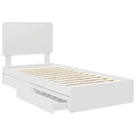 Tárolós Ágy fiókkal fejtámlával Fehér 90 x 200 cm Szerelt Fa 5