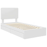 Tárolós Ágy fiókkal fejtámlával Fehér 90 x 190 cm Szerelt Fa 4