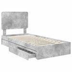 Tárolós Ágy fiókkal Beton Szürke 90 x 190 cm Szerelt Fa 5