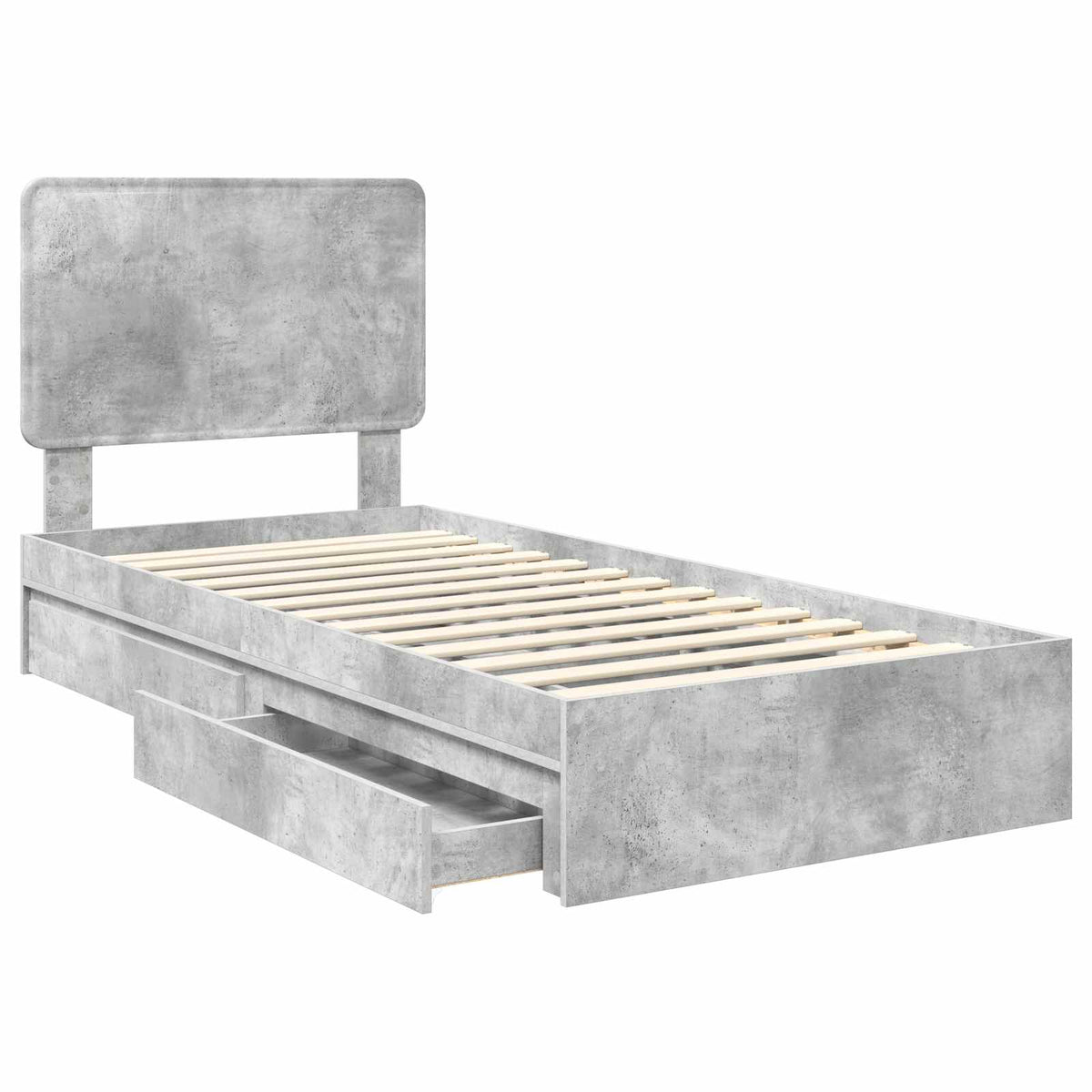 Tárolós Ágy fiókkal Beton Szürke 90 x 190 cm Szerelt Fa 5
