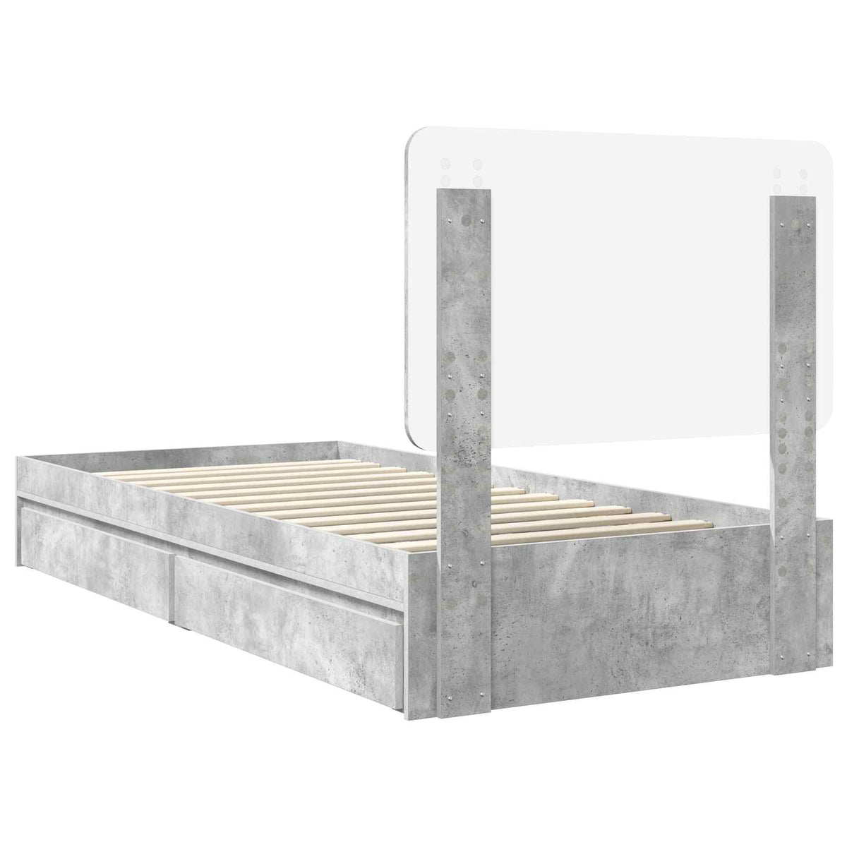 Tárolós Ágy fiókkal Beton Szürke 90 x 190 cm Szerelt Fa 10