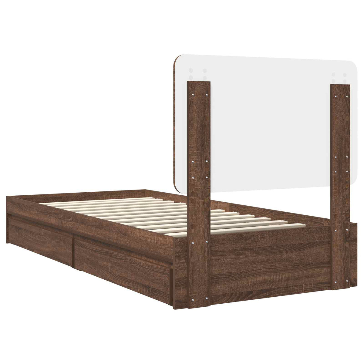 Tárolós Ágy fiókkal Barna Tölgy 75 x 190 cm Szerelt Fa 10